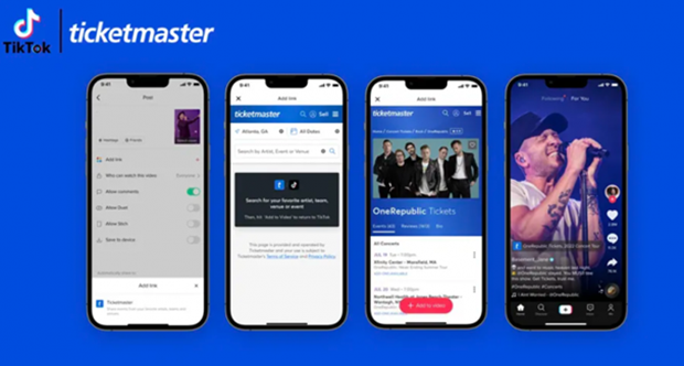 TikTok宣布与Ticketmaster合作 用户可直接购买知名歌手的演唱会门票