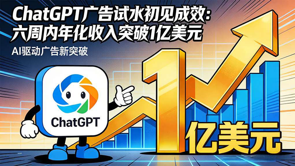 ChatGPT广告试水初见成效：六周内年化收入突破1亿美元