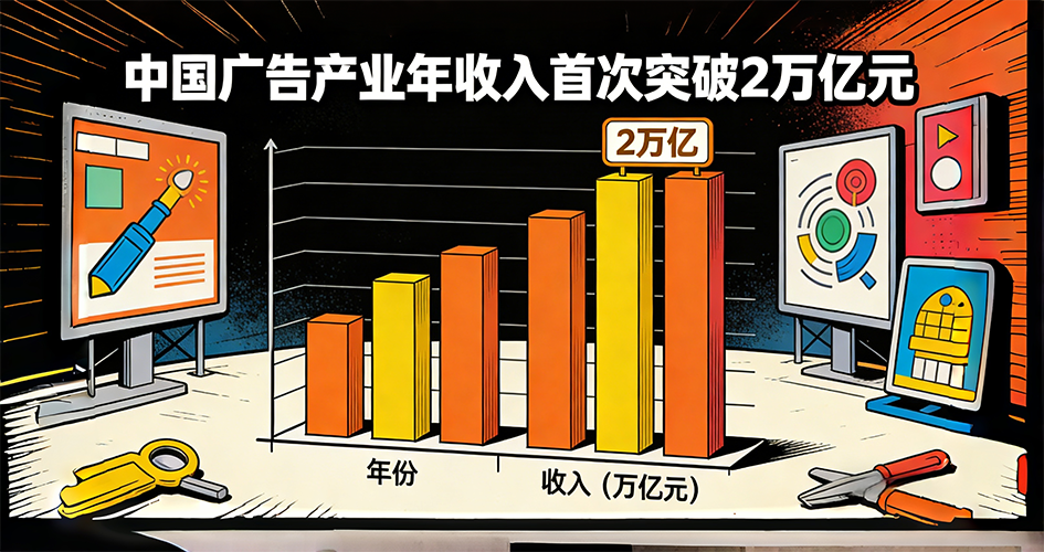 我国广告产业年收入首次突破2万亿元